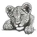 lion cub laying horizontally tattoo design idea
