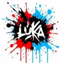 black name Luka with Shadowsa and black, Blue and red backgroumd tattoo design idea