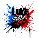 black name Luka with Shadowsa and black, Blue and red backgroumd tattoo design idea