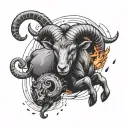 rain, fire, aries, with technology and intelligence tattoo design idea
