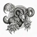 rain, fire, aries, with technology and intelligence tattoo design idea