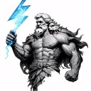 Stumpy Molly Zeus holding a lightning bolt tattoo design idea