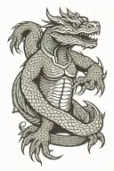 vietnamese draconian half man half lizard tattoo design idea
