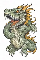 vietnamese draconian half man half lizard tattoo design idea