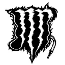 letter J but a Fishing hook, and monster energy symbol not overlapping tattoo design idea