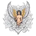 angel wings spread tattoo design idea