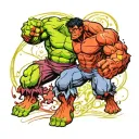 hulk fighting red hulk tattoo design idea