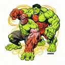 hulk fighting red hulk tattoo design idea