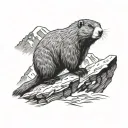 Marmot in the Mountains, with Ice Axe tattoo design idea