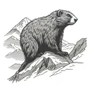 Marmot in the Mountains, with Ice Axe tattoo design idea