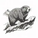 Marmot in the Mountains, with Ice Axe tattoo design idea
