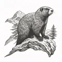 Marmot in the Mountains, with Ice Axe tattoo design idea