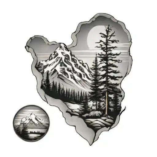 Mount cook pine trees tattoo design idea