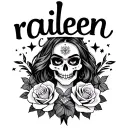 something to represent my wife I want her name "raileen" with stars and auger skulls and roses she is Mexican so add  tattoo design idea