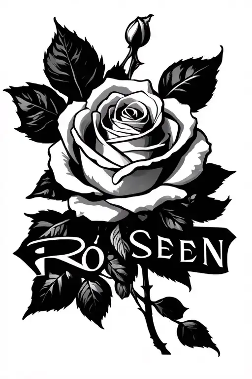 rose with the word "Rosen" as the stem  tattoo design idea