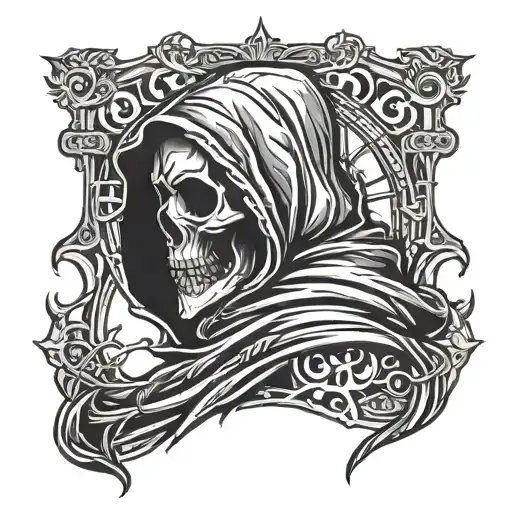 side view of a hooded reaper smoke fill More space tattoo design idea