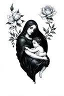 mourning and birth tattoo design idea