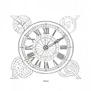 simple clock face with roman numerals tattoo design idea