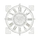 simple clock face with roman numerals tattoo design idea