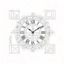 simple clock face with roman numerals tattoo design idea