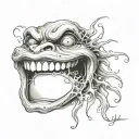 smiley face morphing tattoo design idea