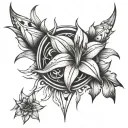 staff in a collar with spikes in lily with geometry tattoo design idea