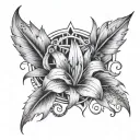 staff in a collar with spikes in lily with geometry tattoo design idea