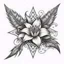 staff in a collar with spikes in lily with geometry tattoo design idea