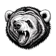 bear face roaring  tattoo design idea