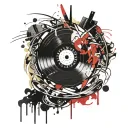 vinyl record spinning tattoo design idea