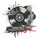 vinyl record spinning tattoo design idea