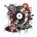 vinyl record spinning tattoo design idea