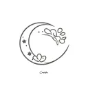 Tiny Paw Print in a Crescent Moon tattoo design idea