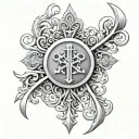 Chi Rho with filigree tattoo design idea