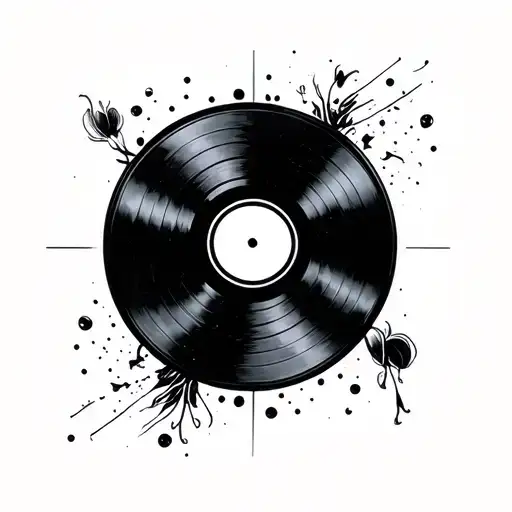 vinyl records minimalist tattoo design idea