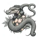 nature king cobra snake and woman tattoo design idea