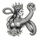 nature king cobra snake and woman tattoo design idea