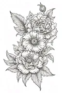Carnation and Daisy flower tattoo design idea
