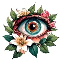 Rowan leaf, crying eye, locked chest, lily, rose, anchor, bell tattoo design idea