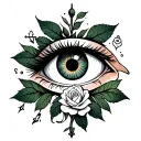 Rowan leaf, crying eye, locked chest, lily, rose, anchor, bell tattoo design idea
