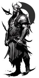 viking warrior, mythical creatures and ships tattoo design idea