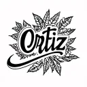 the last name Ortiz in cursive writing tattoo design idea