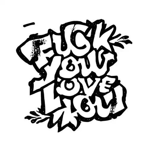 Stencil Fuck You Love You Tattoo BlackInk AI