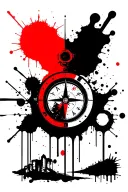 Counter strike scope focus lines, compass or clock and landscape elements tattoo design idea