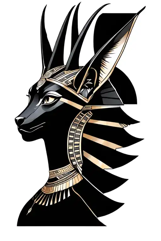 anubis, black egyptian goddess, bastet goddess vertical. all in one sleeve tattoo tattoo design idea