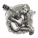 kurt cobain playing the guitar tattoo design idea