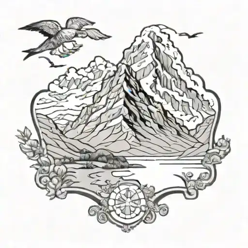  mount cook  and the leave of newzealand for make the road tattoo design idea