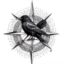 norse compass with crow tattoo design idea