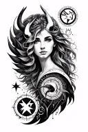 full sleeve with Virgo Libra Sagittarius and Capricorn star sign tattoo design idea
