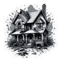 broken home tattoo design idea